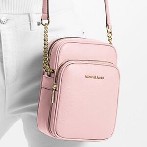 MICHAEL KORS Jet Set TRVL Md Leather NS Chain Crossbody XBODY 
Powder Blush 
NWT